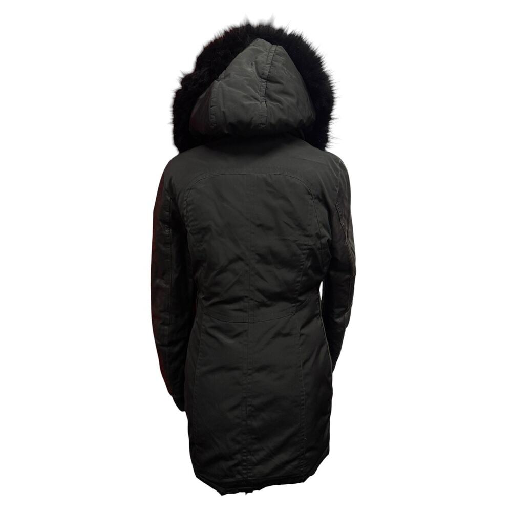 RUDSAK Grace Black Down Puffer Coat M Genuine Leather Sleeves Real Fur Parka - Picture 10 of 15